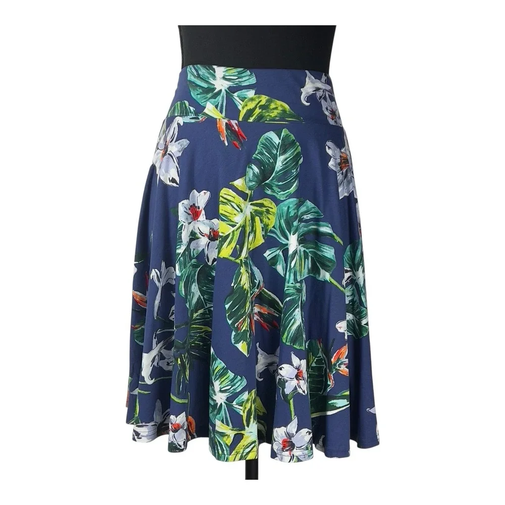 American Living Tropical Palm Print Flare Skirt Size Large Vacation Summer‎